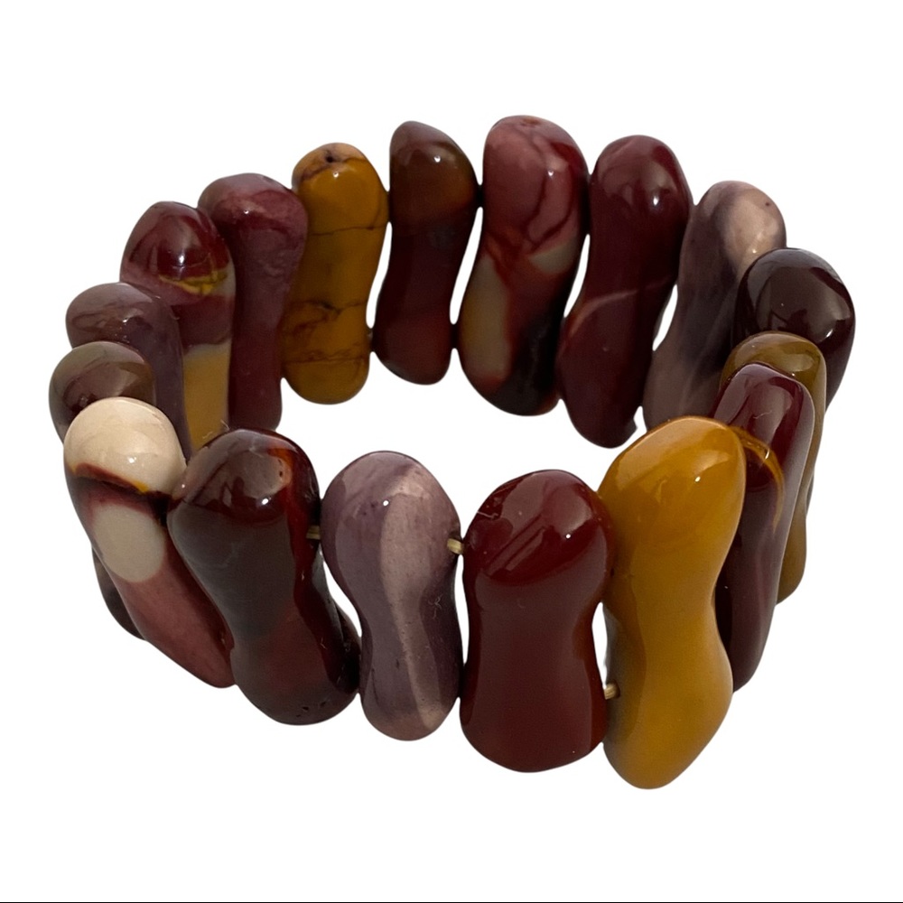 High grade polished agate stone stretch bracelet
